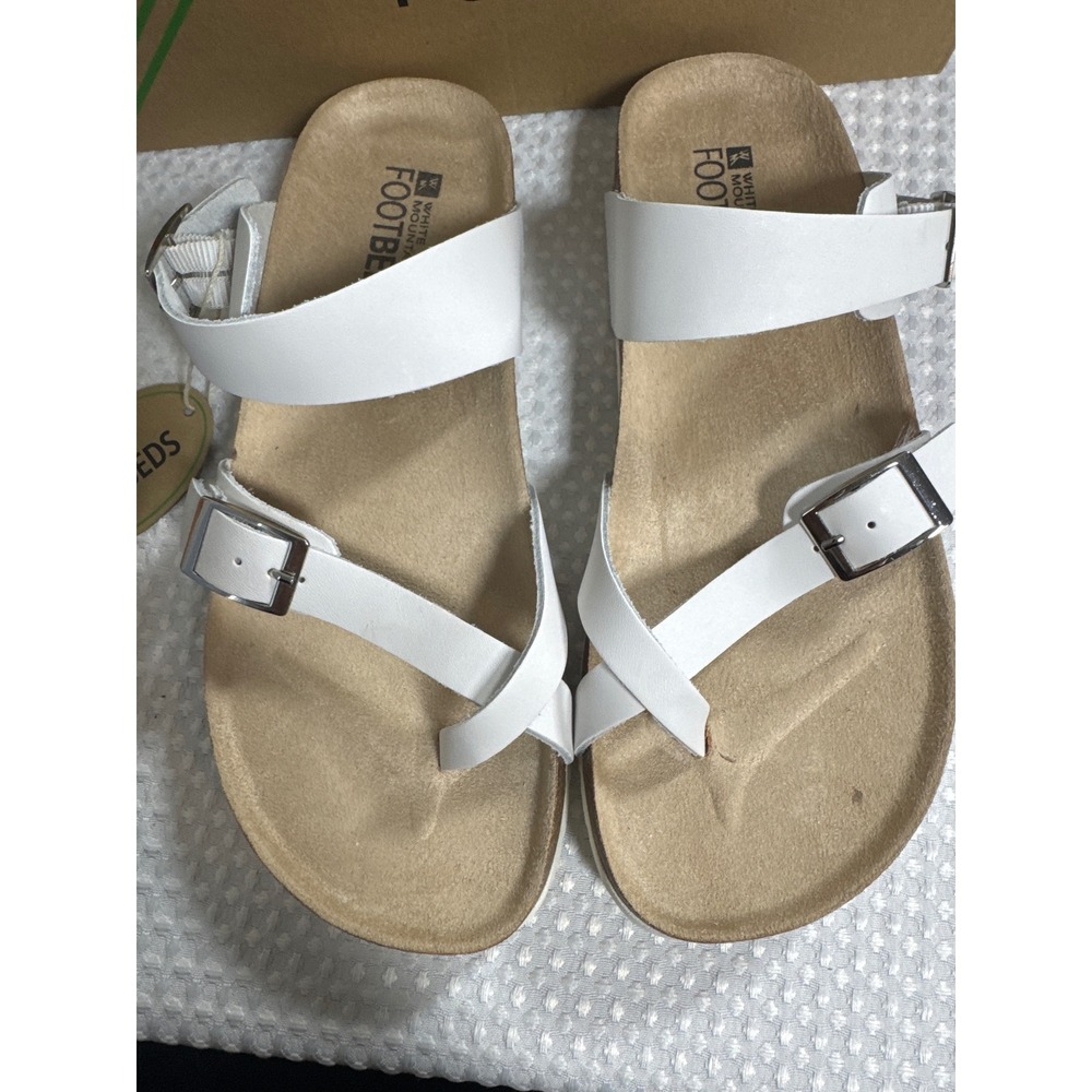 White Mountain Sandals Womens 9 Gracie White Leather Footbeds W26765 NIB